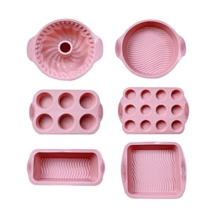 6 Piece Silicone Bakeware Set Premium Silicone Molds Round Cake Pan Loaf Toast Bread Pan Mini Muffin Pan Cake Mould Set
